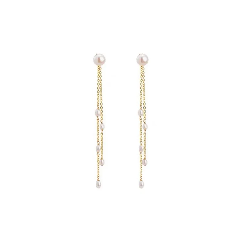 NATURALLYJOJO S925 Sterling Silver Stud High Light Freshwater Pearl Earrings Women's Gold-0