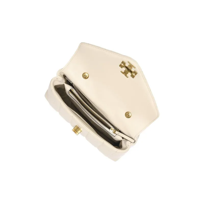 TORY BURCH Kira Leather Shoulder Bag, Crossbody Bag, Handbag Trumpets Women's Cream White-3