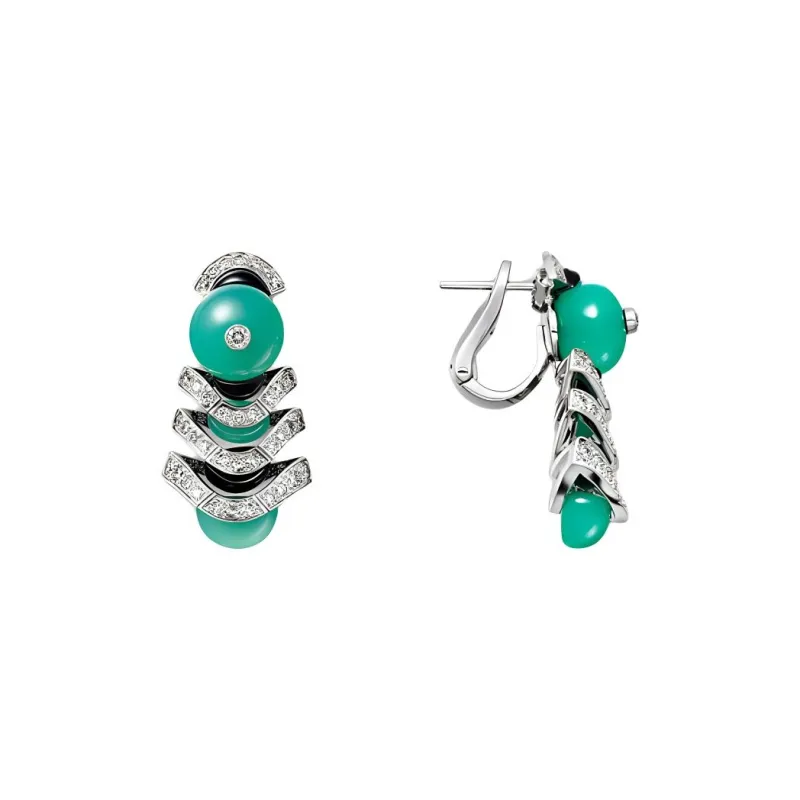 CARTIER Onyx Earrings Women's Green-2