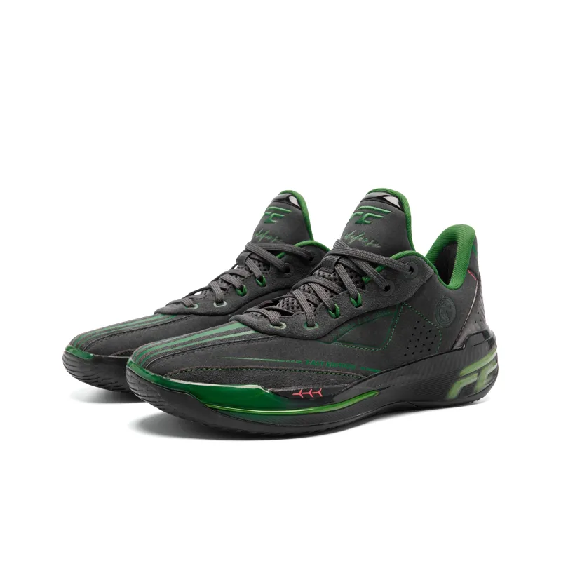 QIAODAN FE2.0 Basketball Shoes Men Low Top Lightning Gray Lotus Leaf Green-2