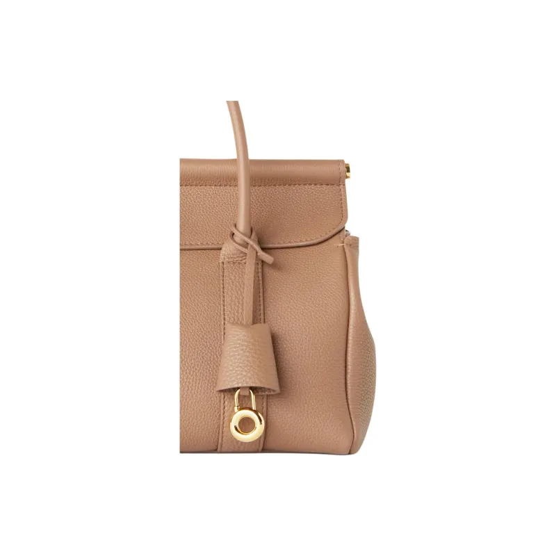Loro Piana Cow Leather Shoulder Bag Crossbody Bag Handbag Women's Fossil Color Multicolor Gold-4