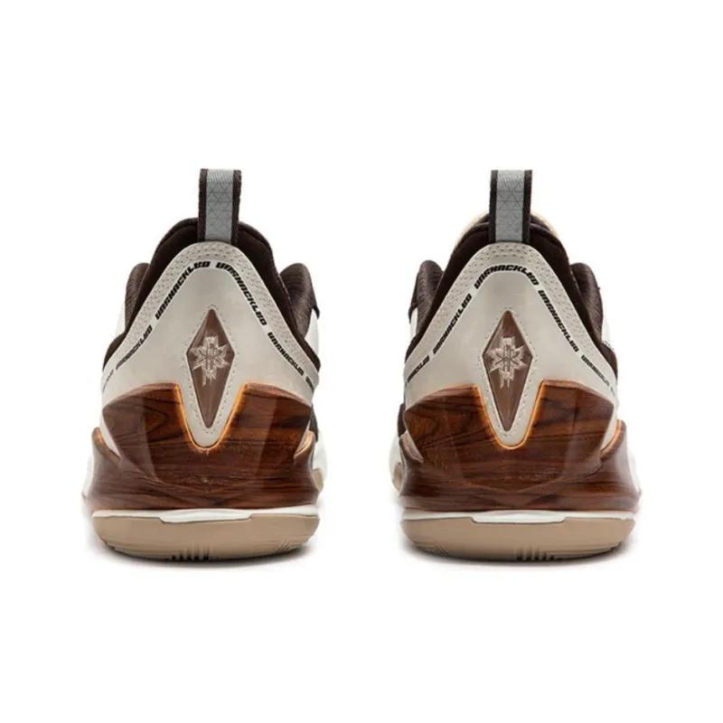 361° Toddler Generation Anti Slip Wear Resistant Low Top Basketball Shoes Men's White Black Brown-3