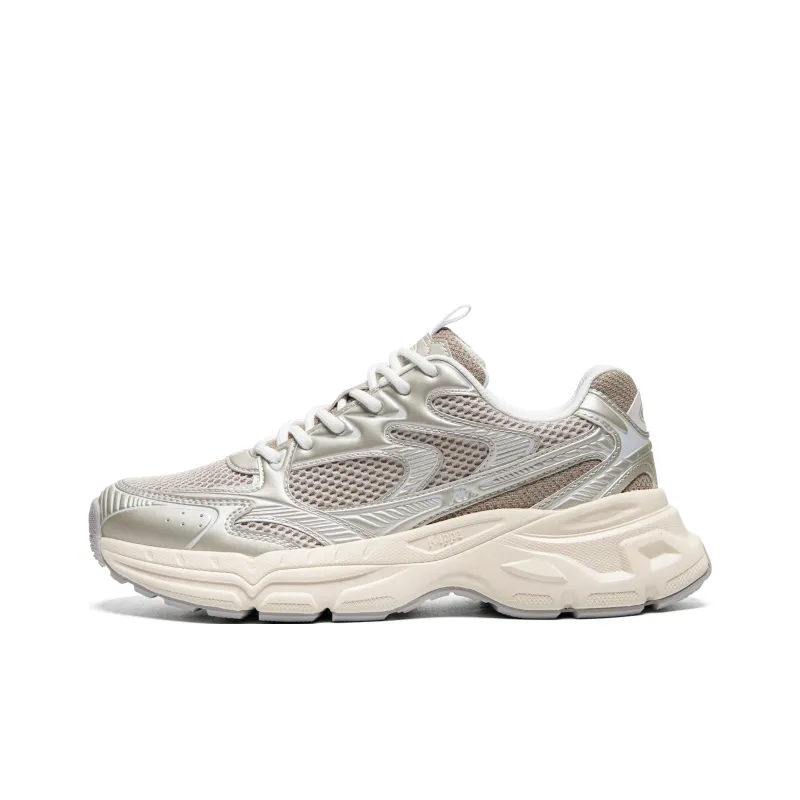 Kappa Cushioned Anti-Slip Wear-Resistant Lightweight Height Increasing Low-Top Chunky Sneakers Unisex Gray Brown-1