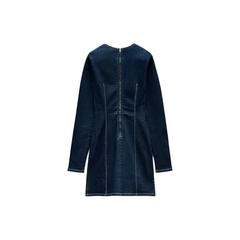 ZARA Trf Long Sleeved Dresses Women's Indigo-1
