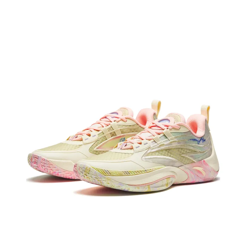 Anta Instantaneous 1 V2 Cushioning, Wear Resistant Low Top Basketball Shoes Men's Yellow Pink-2