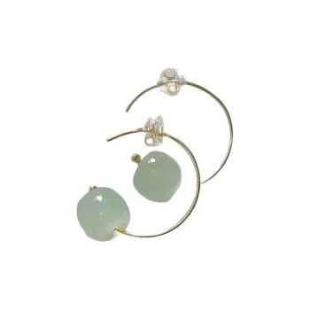 Oriental Jade Hetian Jade Earrings Pale Greenish White Jade Women's
