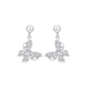 KADER Shimmering Butterfly Dance Series 925 Sterling Silver Earrings Women's Silver Box