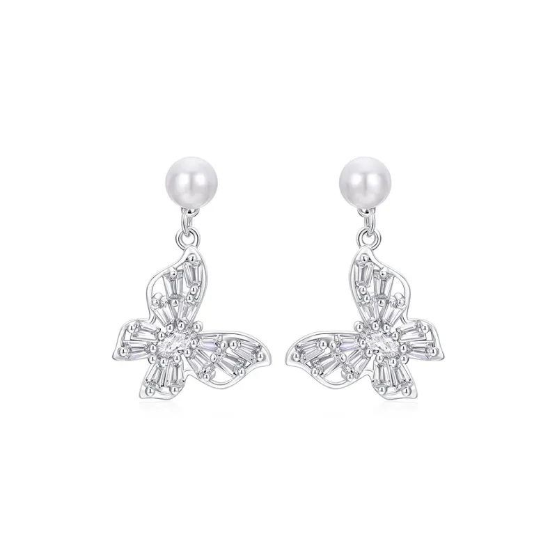 KADER Shimmering Butterfly Dance Series 925 Sterling Silver Earrings Women's Silver Box-0