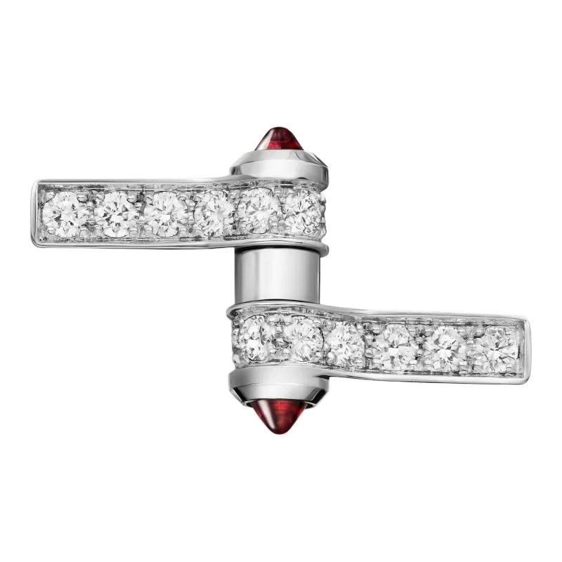 CARTIER Rhodium-Plated Gold Magnesium Aluminum Chalcedony Agate Diamond Total 1.71 Ct Cufflinks Unisex Silver-2