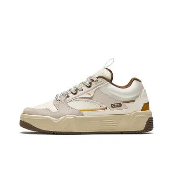 Anta C37 Series Anti Slip And Wear Resistant Lightweight Height Increasing Low Top Skateboard Shoes Women's Beige Brown
