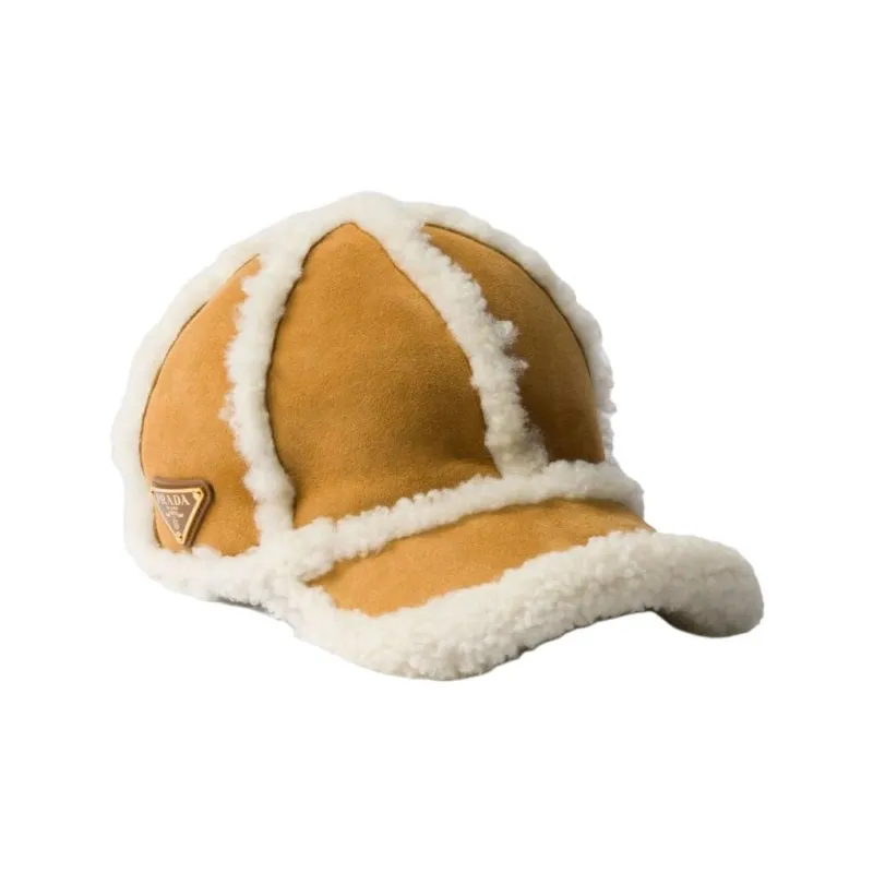 PRADA Shearling Baseball Cap-1