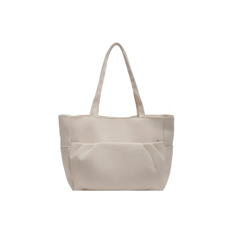 Yalu Fabric Tote Bag, Shopping Bag, Shoulder Bag Regular Women's Black/Ecru/Gray/Khaki-11