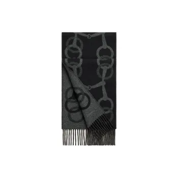 HERMES Cashmere Knit Scarves Men's Black/Gray