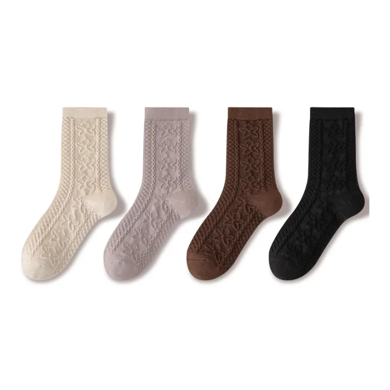 JIAZINI Mid Calf Socks Women's 4 Pack-4