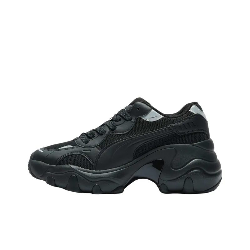 PUMA Pulsar Wedge Mesh V2 Anti Slip Wear Resistant Low Top Chunky Sneakers Women's Black-0