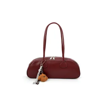 Vigno Synthetic Leather Shoulder Bag Regular Women's Red/Elephant Gray/Black