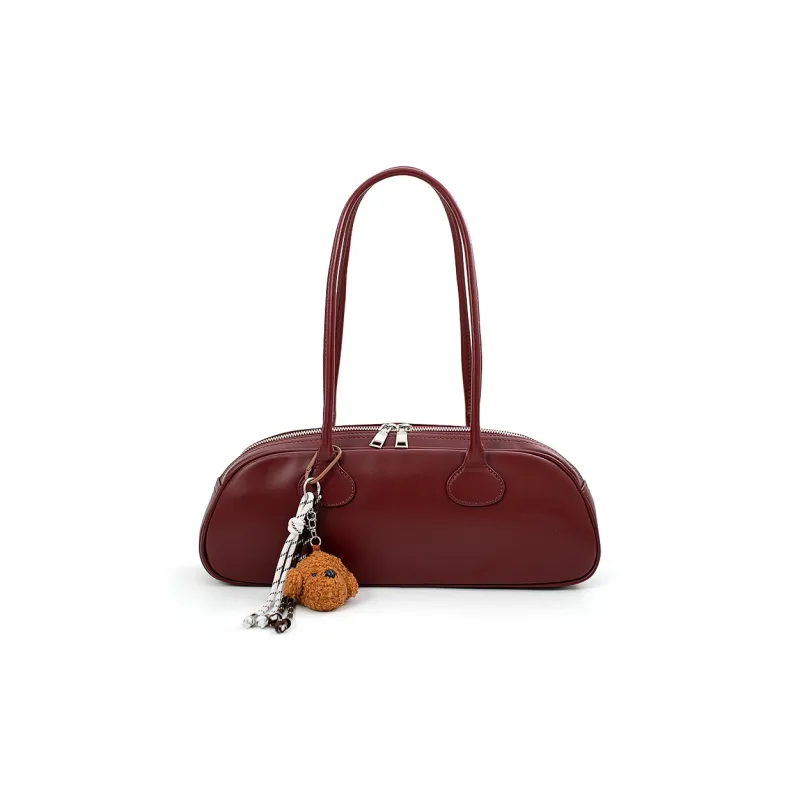 Vigno Synthetic Leather Shoulder Bag Regular Women's Red/Elephant Gray/Black-0