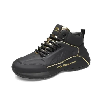 KOLUMB Waterproof And Breathable Lightweight High Top Casual Shoes Men's Black Gold