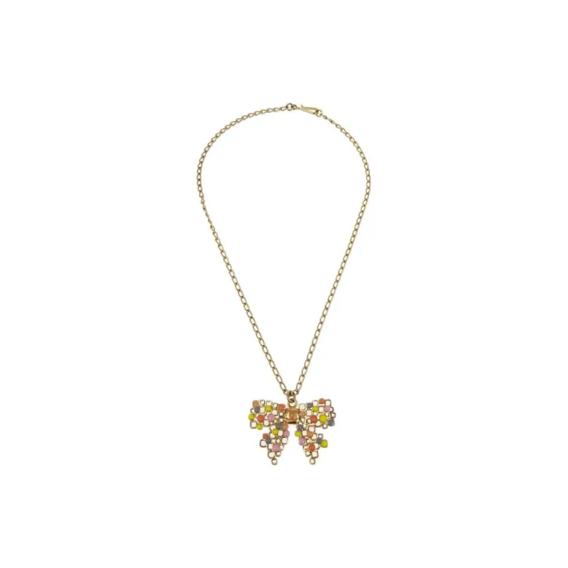 CHANEL 2003 Cc Bow Pendant Necklace-1