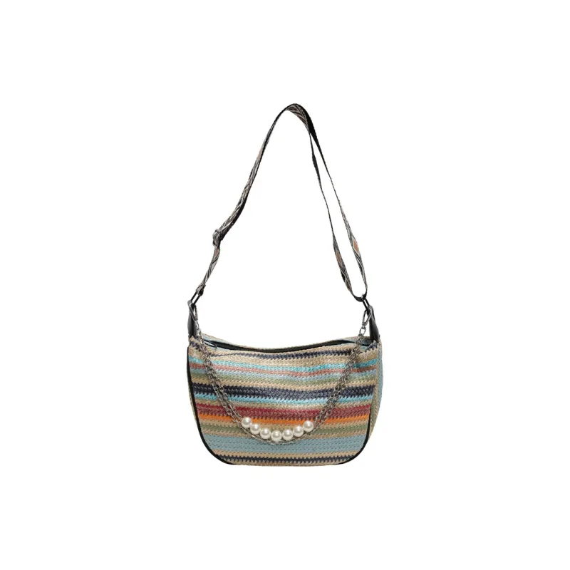 Yalu Fabric Handbag, Crossbody Bag, Shoulder Bag Regular Women's Pearl Black/Pearl White/Black/White-0