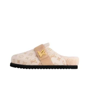 LOUIS VUITTON Cosy Comfort Closed Toe Slippers Women's Beige