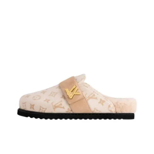 LOUIS VUITTON Cosy Comfort Closed Toe Slippers Women's Beige