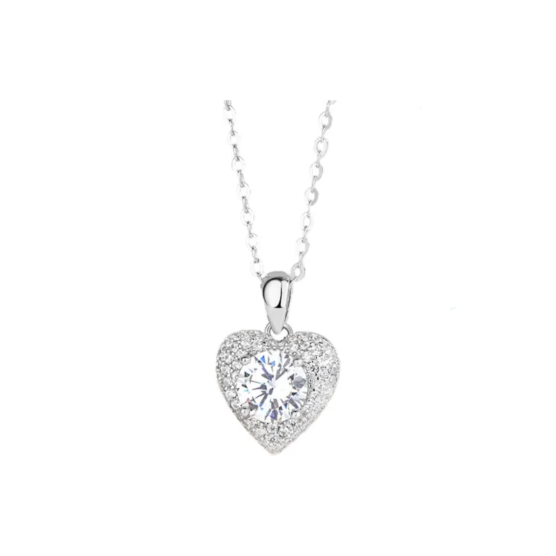 Happy Tide Zircon Necklaces Women's White Gold-0