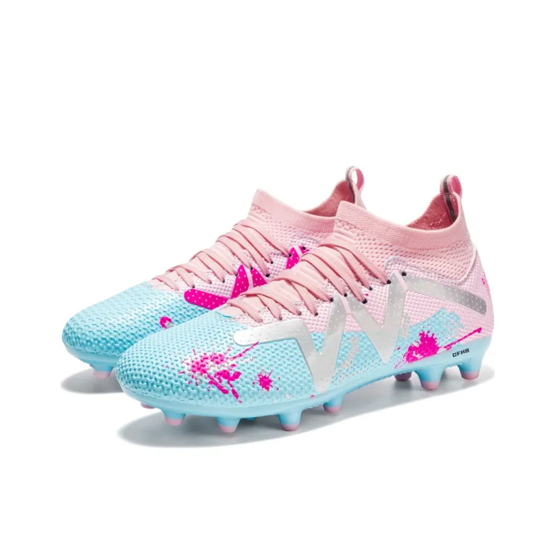 Kung Fu partners Soccer Shoes Unisex Mid Top Pink, Blue-6
