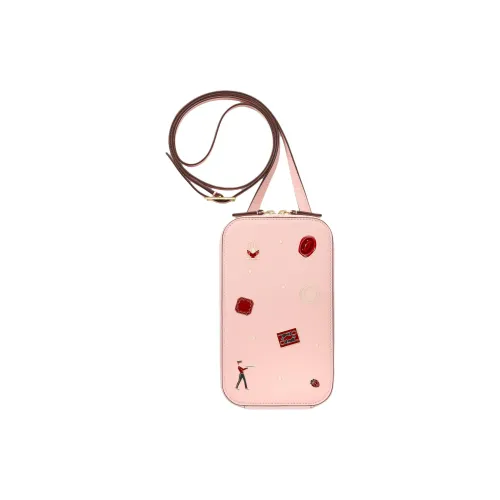 CARTIER Calfskin Cell Phone Pouch Women's Light Pink Red