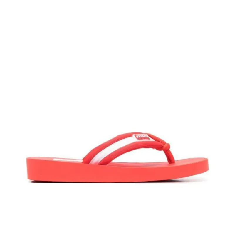 KENZO Logo patch Striped Flip Flops-1