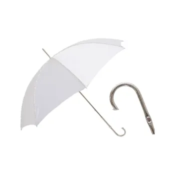 Pasotti Italy Version Handmade White Pearl Umbrella Elegance Wedding Straight Handle Sun Umbrella