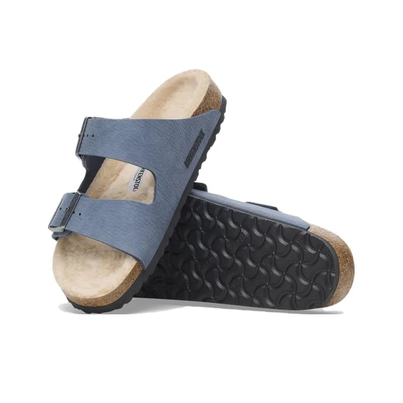 Birkenstock Arizona Shearling EVA Slip-Resistant Slide Slippers Unisex Blue Narrow Fit-5