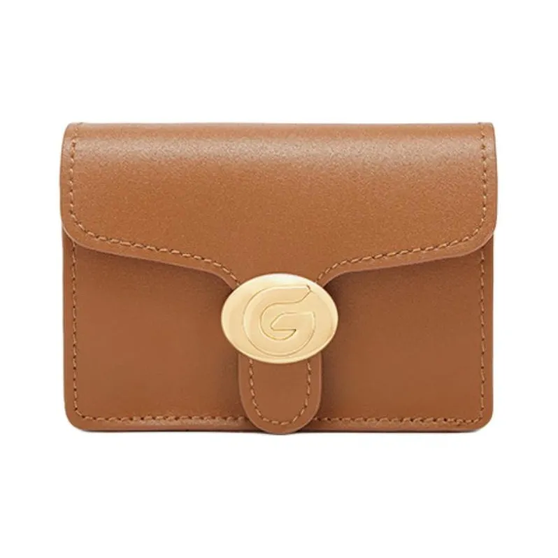 GELANNI Cow Leather Coin Purses Card Holders Regular Unisex Black/Apricot/White/Brown/Gray/Dark Brown/Dark Gray-5