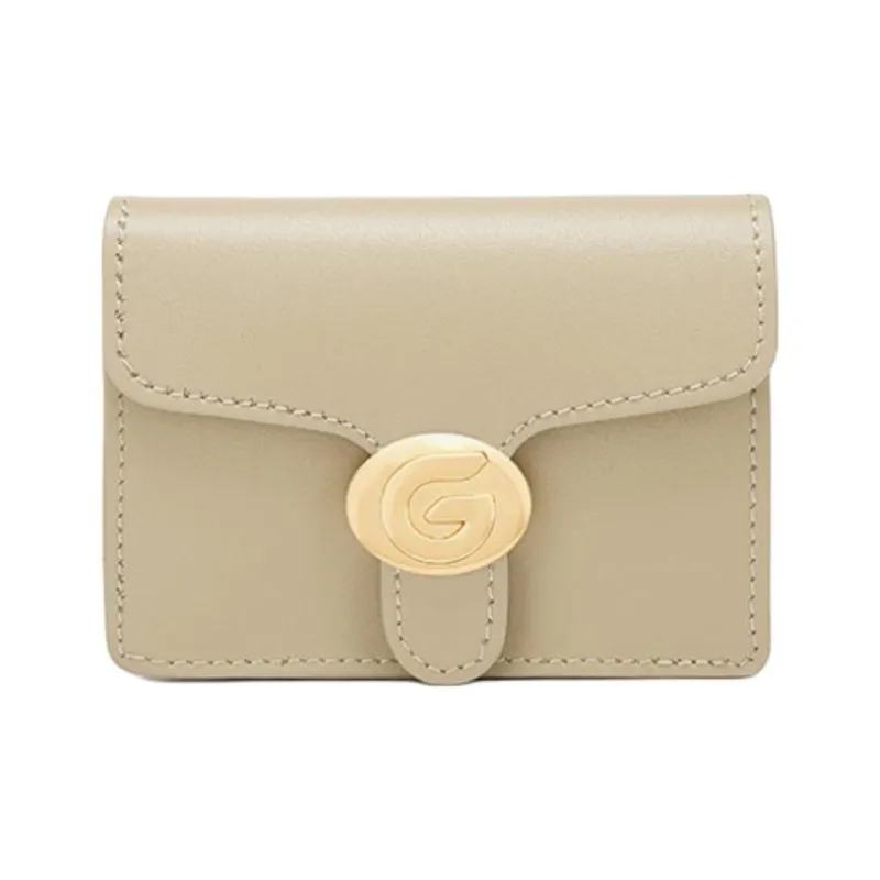 GELANNI Cow Leather Coin Purses Card Holders Regular Unisex Black/Apricot/White/Brown/Gray/Dark Brown/Dark Gray-1