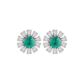 Damiani 18K White Gold Stud Earrings Women's Green