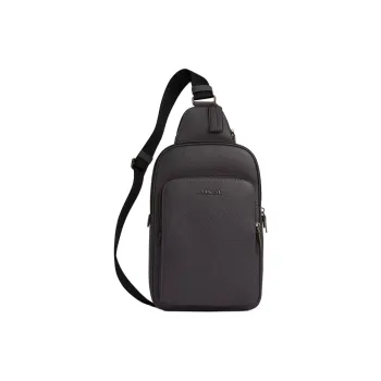 COACH Refined Litchi Grain Leather Sling Bag, Crossbody Bag Trumpets Men's Graphite