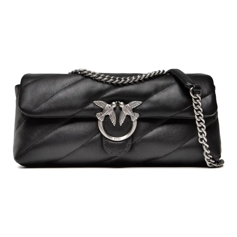 PINKO Leather Baguette Bag Crossbody Bag Shoulder Bag Small Size Women's Black-0