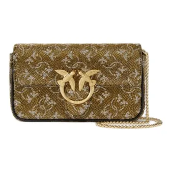 PINKO Cow Leather Handheld Crossbody Bag, Shoulder Bag Women's Gold