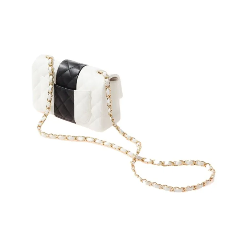 CHANEL Classic Flap CF22C Early Spring Lambskin Shoulder Bag, Crossbody Bag Mini Women's Black White-1