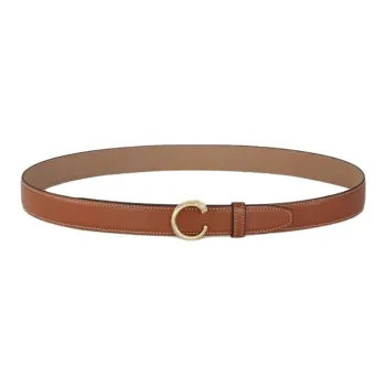CARTIER Calfskin Leather Belts Women's Brown Width 2.5CM