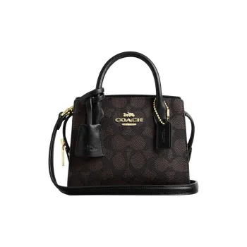 COACH Coated Canvas Shoulder Bag Crossbody Bag Handbag Mini Women's Walnut Wood & Black