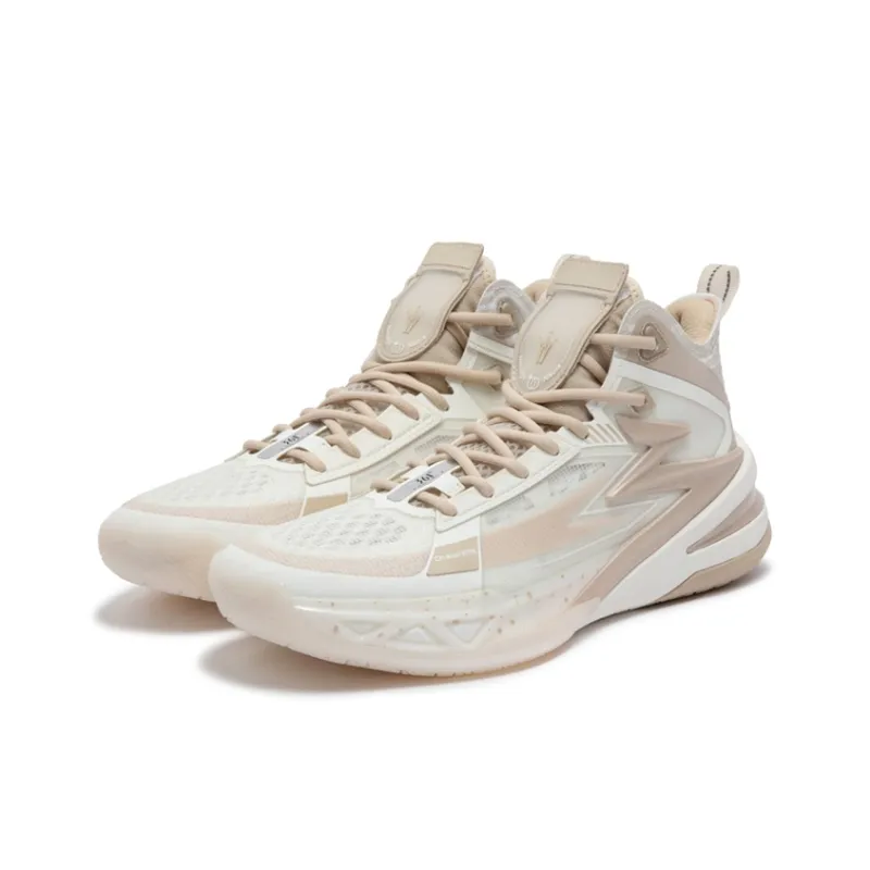 361° BIG3 5.0 Pro PE Cushioning Anti Slip And Wear Resistant Mid Top Carbon Plate Basketball Shoes Men's White Pink-2