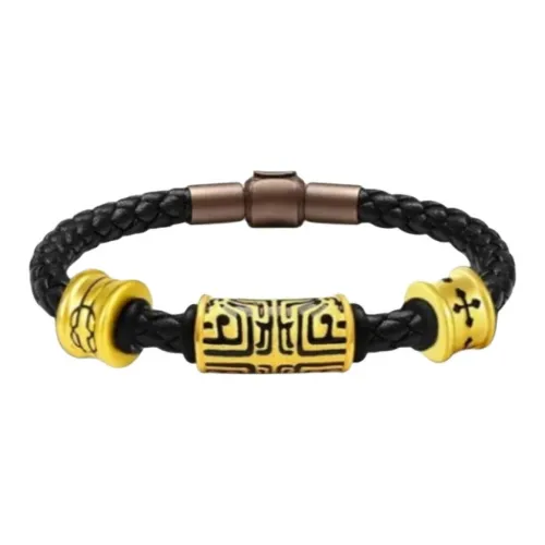 Snow Dior Totem Pipe Road-Opening Fortune Bead Woven Cord #Good Luck Solid Gold Fixed Price Gold Bracelet Men's