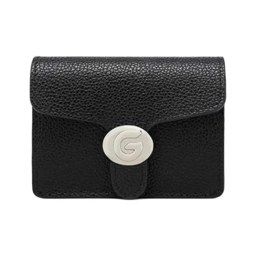 GELANNI Cow Leather Coin Purses Card Holders Regular Unisex Black/Apricot/White/Brown/Gray/Dark Brown/Dark Gray