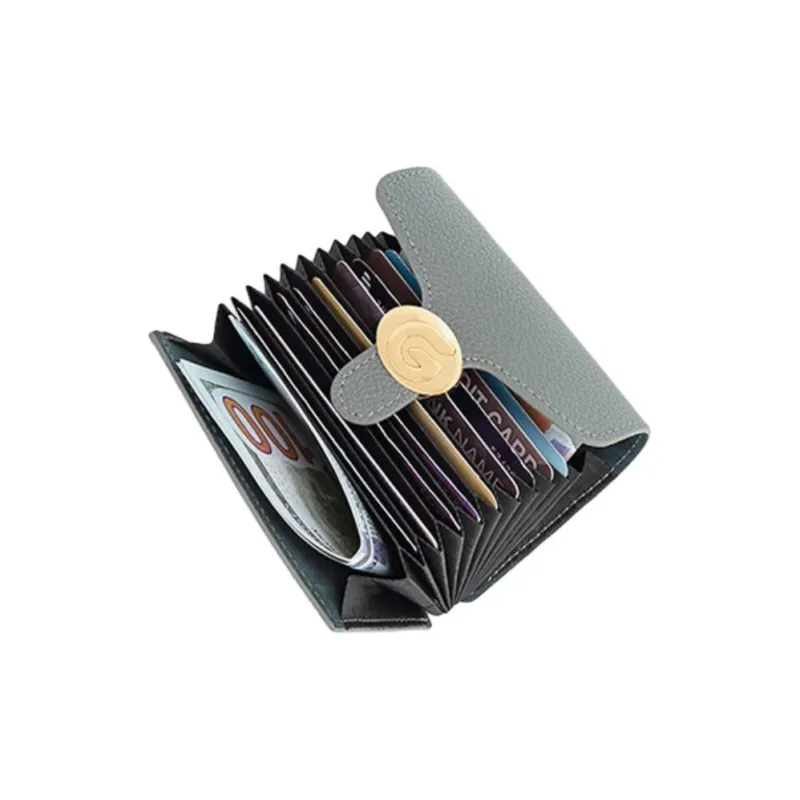 GELANNI Cow Leather Coin Purses Card Holders Regular Unisex Black/Apricot/White/Brown/Gray/Dark Brown/Dark Gray-9