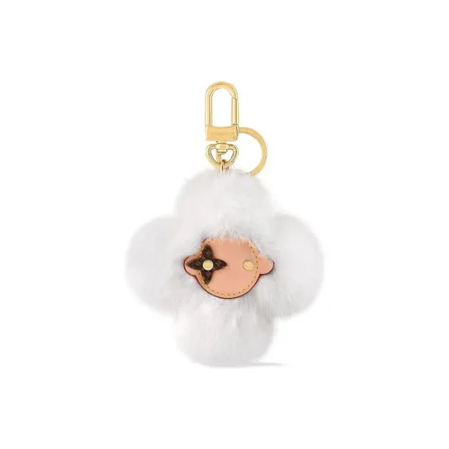 LOUIS VUITTON Mink Fur Keychains Women's White