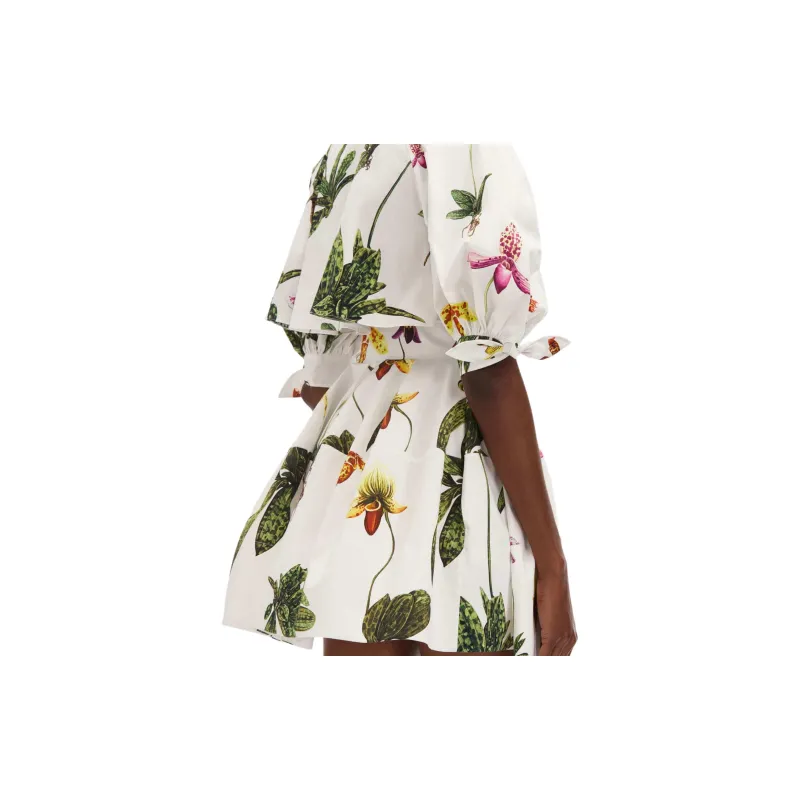 Oscar De La Renta Orchid Puff sleeve Cotton poplin Dress-4