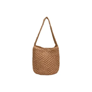 Morellybear Straw Woven Shoulder Bag Regular Women's Khaki/Beige