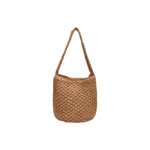 Morellybear Straw Woven Shoulder Bag Regular Women's Khaki/Beige