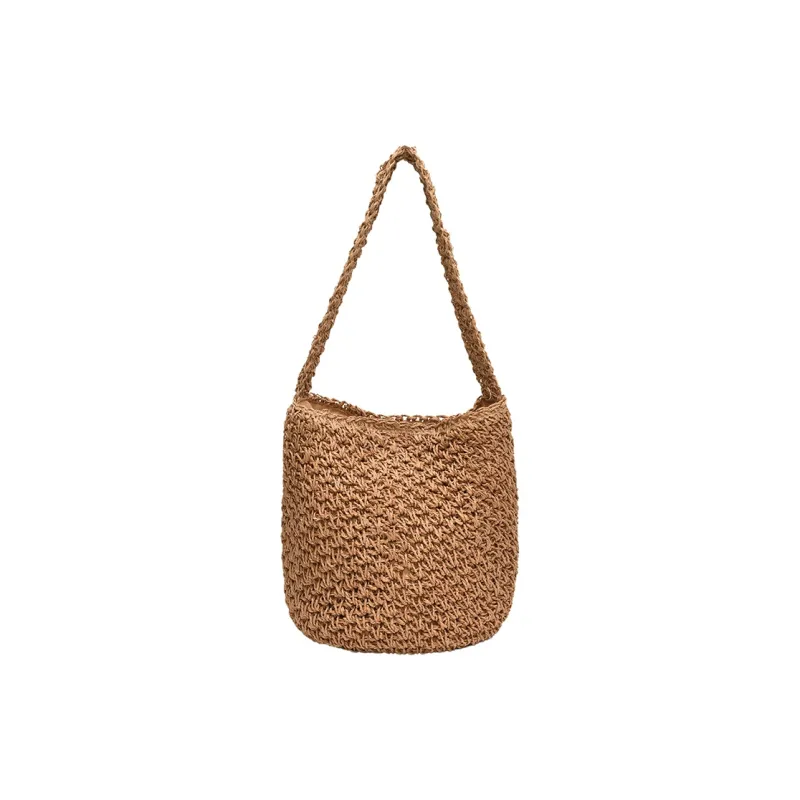 Morellybear Straw Woven Shoulder Bag Regular Women's Khaki/Beige-0